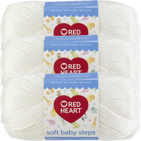 Red Heart Soft Baby Steps Yarn-White, Multipack Of 3